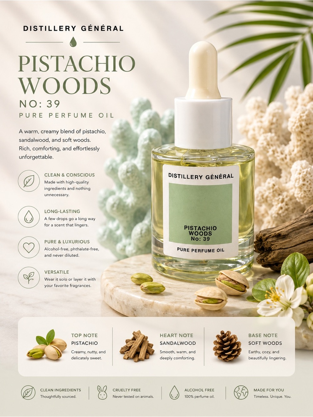 Distillery Général Pistachio Woods No. 39 Pure Perfume Oil